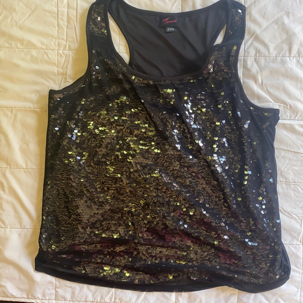 Torrid mesh-overlay sequin tank!